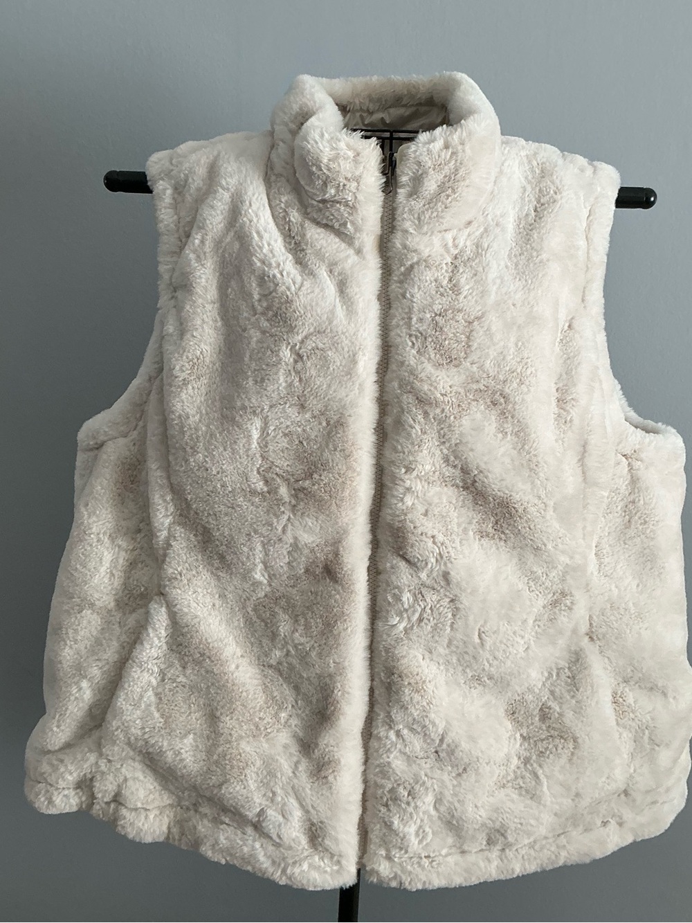 Cozy Cream Faux Fur Vest with Zip Closure
